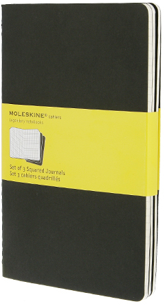 Sešity Moleskine Cahier, L, čtverečkované, 3 ks - černé - 