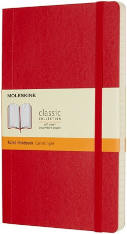 Zápisník Moleskine - měkké desky, L, linkovaný - červený - neuveden