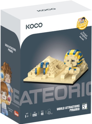 Stavebnice mini KOCO Pyramida a sfinga plast 410 ks v krabičce 13x16,5x7cm - 