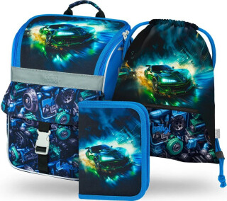 3 SET Zippy Závodní auto: aktovka, penál, sáček - 