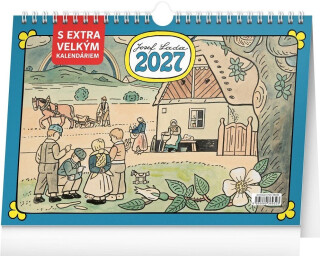 Stolní kalendář Josef Lada s extra velkým kalendáriem 2027, 30 x 21 cm - 